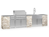 Outdoor Kitchen Signature Series 11 Piece Cabinet Set with Dual Side Burner, Sink, Platinum Grill and Grill Cabinet