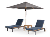 Rhodes Chaise Lounge (Set of 2) with Side Table and Umbrella