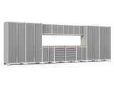 Pro Series 14 Piece Cabinet Set with Lockers, Base, Wall, Tool Drawer Cabinets and 56 In. Worktop