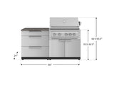 Outdoor Kitchen Stainless-Steel 4 Piece Cabinet Set with 3 Drawer, Grill Cabinet, Platinum Grill, and Countertop