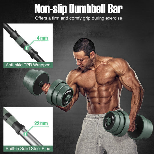 Adjustable Weight Dumbbell Set with Connector-Black & Gray