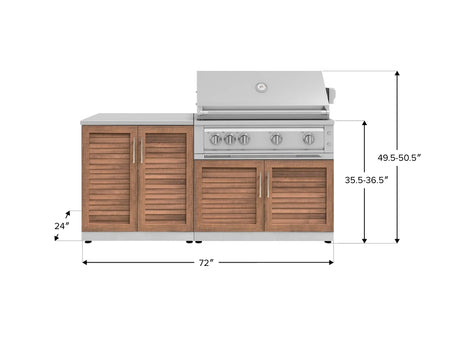 Outdoor Kitchen Stainless Steel 4 Piece Cabinet Set with 2 Door, Grill Cabinet, Platinum Grill and Countertop