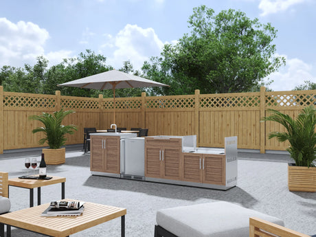 Outdoor Kitchen Stainless Steel 4 Piece Cabinet Set with Sink, Bar, Grill Cabinet and Fridge