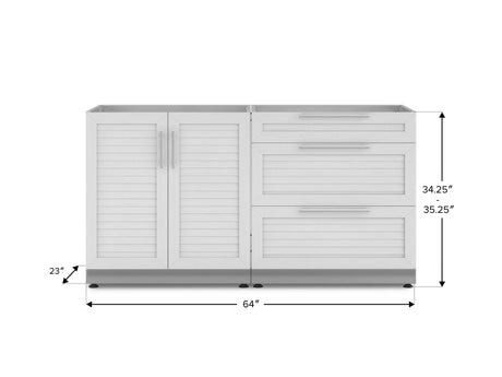 Outdoor Kitchen Stainless Steel 2 Piece Cabinet Set with 3-Drawer Cabinet and 2-Door Cabinet