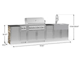 Outdoor Kitchen Signature Series 10 Piece Cabinet Set with 1 Door, Dual Side Burner, 3 Drawer, Sink, Grill and Grill Cabinet