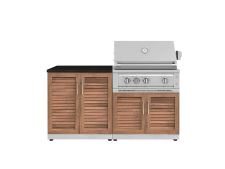 Outdoor Kitchen Stainless Steel 4 Piece Cabinet Set with 2 Door, Grill Cabinet, Platinum Grill and Countertop