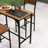 3 Pieces Bar Table Set with 2 Stools-Black