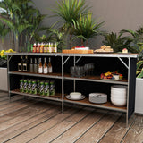 Aluminum Portable Picnic Table with 2-Tier Open Shelves and Spacious Tabletop-Coffee