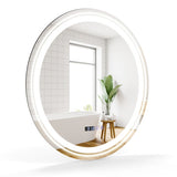 Anti-Fog Round Led Bathroom Mirror with 3 Color LED Lights-S