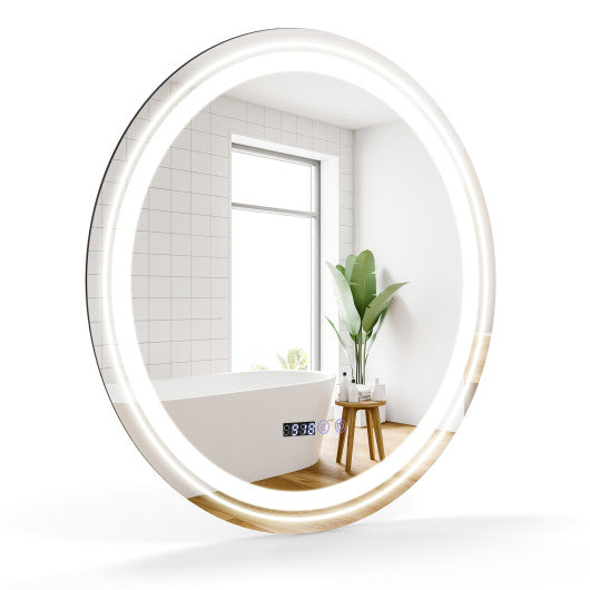 Anti-Fog Round Led Bathroom Mirror with 3 Color LED Lights-M