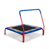 36 Inch Kids Indoor Outdoor Square Trampoline with Foamed Handrail-Blue