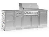 Outdoor Kitchen Signature Series 8 Piece Cabinet Set with Dual Side Burner, 3 Drawer, 1 Door, Platinum Grill and Grill Cabinet