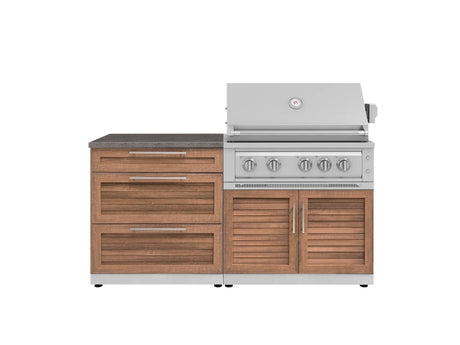 Outdoor Kitchen Stainless-Steel 4 Piece Cabinet Set with 3 Drawer, Grill Cabinet, Platinum Grill, and Countertop