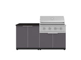 Outdoor Kitchen Aluminum 4 Piece Cabinet Set with 2 Door, Grill Cabinet, Performance Grill and Countertop