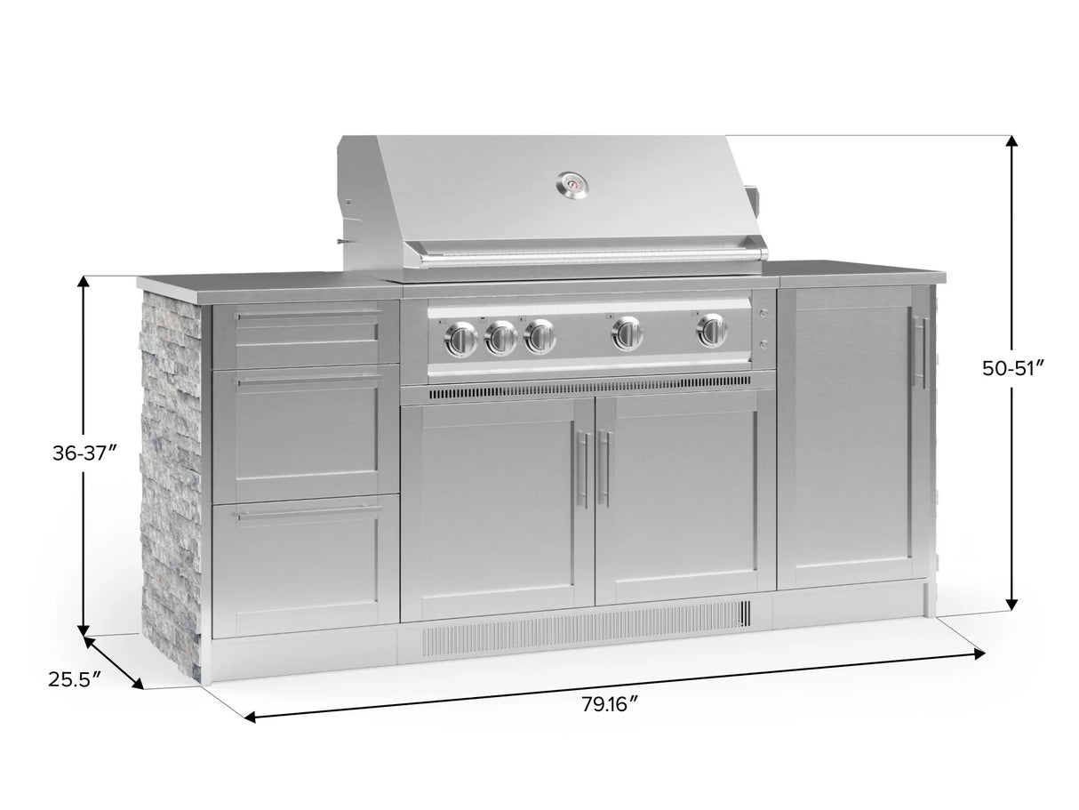 Outdoor Kitchen Signature Series 6 Piece Cabinet Set with Platinum Grill, 3 Drawer, 1 Door and Grill Cabinet