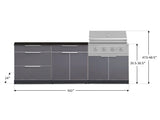 Outdoor Kitchen Aluminum 5 Piece Cabinet Set with 3 Drawer, Bar, Grill Cabinet, Performance Grill and Countertop