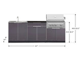 Outdoor Kitchen Aluminum 5 Piece Cabinet Set with Bar, Sink, Grill Cabinet, Platinum Grill, and Countertop