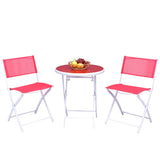 3 Pieces Patio Folding Bistro Set for Balcony or Outdoor Space-Red