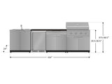 Outdoor Kitchen Stainless Steel 6 Piece Cabinet Set with Sink, Bar, Grill Cabinet, Performance Grill, Countertop and Stainless Steel Door Fridge