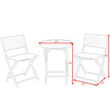 3 Pieces Patio Folding Bistro Set for Balcony or Outdoor Space-Red