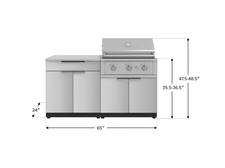 Outdoor Kitchen Stainless-Steel 4 Piece Cabinet Set with Bar, Grill Cabinet, Performance Grill, and Countertop