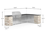 Outdoor Kitchen Signature Series 11 Piece L Shaped Cabinet Set with 3 Drawer, Bar, Dual Side Burner, Grill and Grill Cabinet