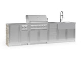 Outdoor Kitchen Signature Series 10 Piece Cabinet Set with 1 Door, Dual Side Burner, 3 Drawer, Sink, Grill and Grill Cabinet