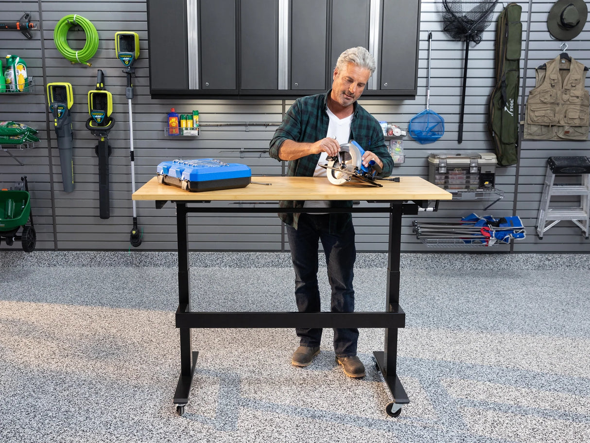 56 In. Manual Adjustable Height Worktable with Drawer