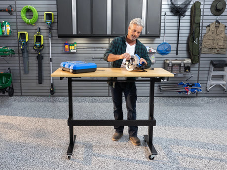 56 In. Manual Adjustable Height Worktable with Drawer
