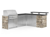 Outdoor Kitchen Signature Series 8 Piece L Shape Cabinet Set with 2 Door, Bar, Platinum Grill and Grill Cabinet