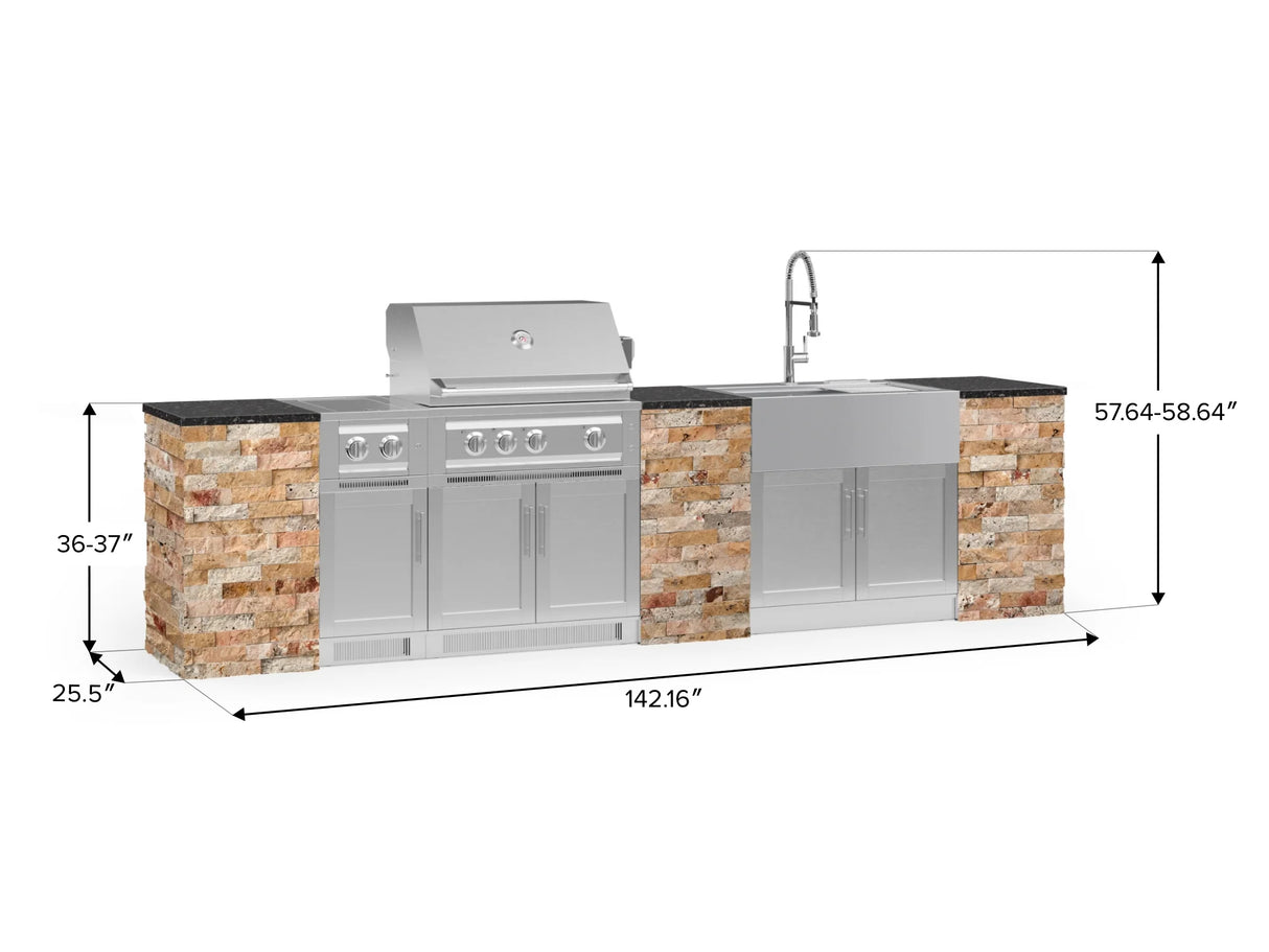 Outdoor Kitchen Signature Series 11 Piece Cabinet Set with Dual Side Burner, Sink, Platinum Grill and Grill Cabinet