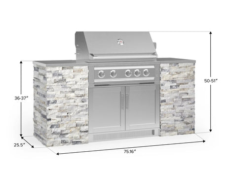 Outdoor Kitchen Signature Series 6 Piece Cabinet Set with Platinum Grill and Grill Cabinet