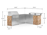 Outdoor Kitchen Signature Series 8 Piece L Shape Cabinet Set with 2 Door, Bar, Platinum Grill and Grill Cabinet