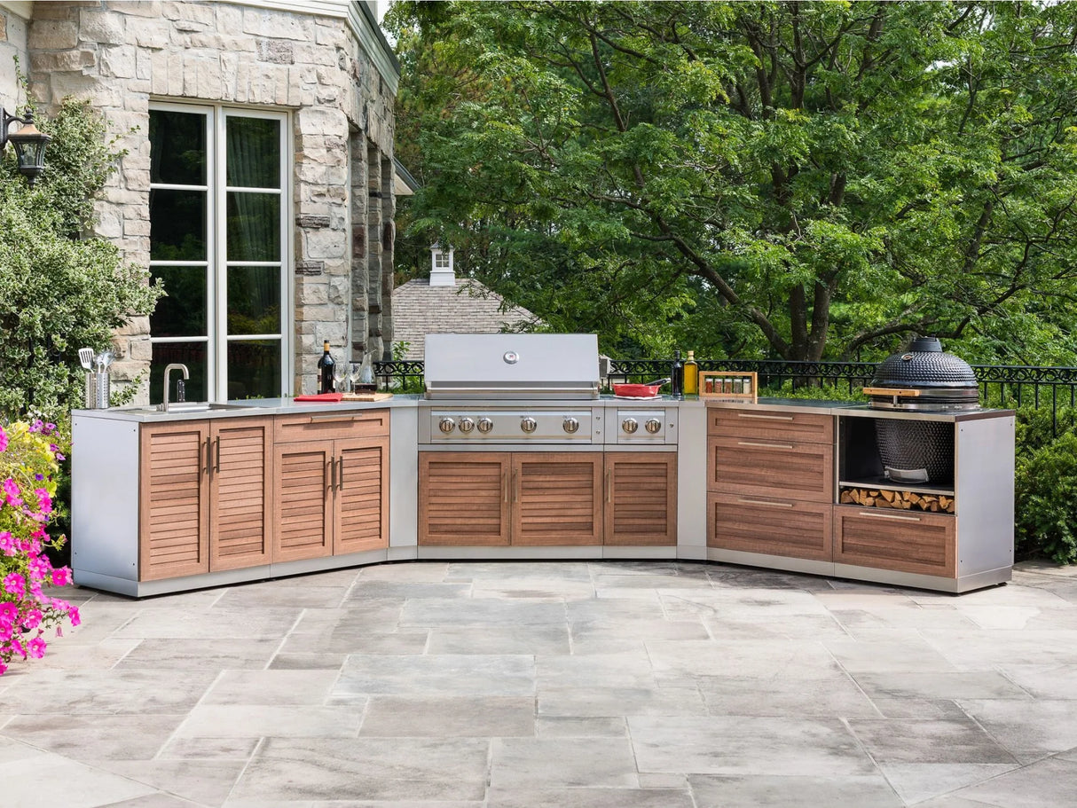 Outdoor Kitchen Stainless Steel 3 Piece Cabinet Set with Sink, 2-Door Drawer and Grill Cabinet