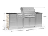 Outdoor Kitchen Signature Series 8 Piece Cabinet Set with Dual Side Burner, 3 Drawer, 1 Door, Platinum Grill and Grill Cabinet