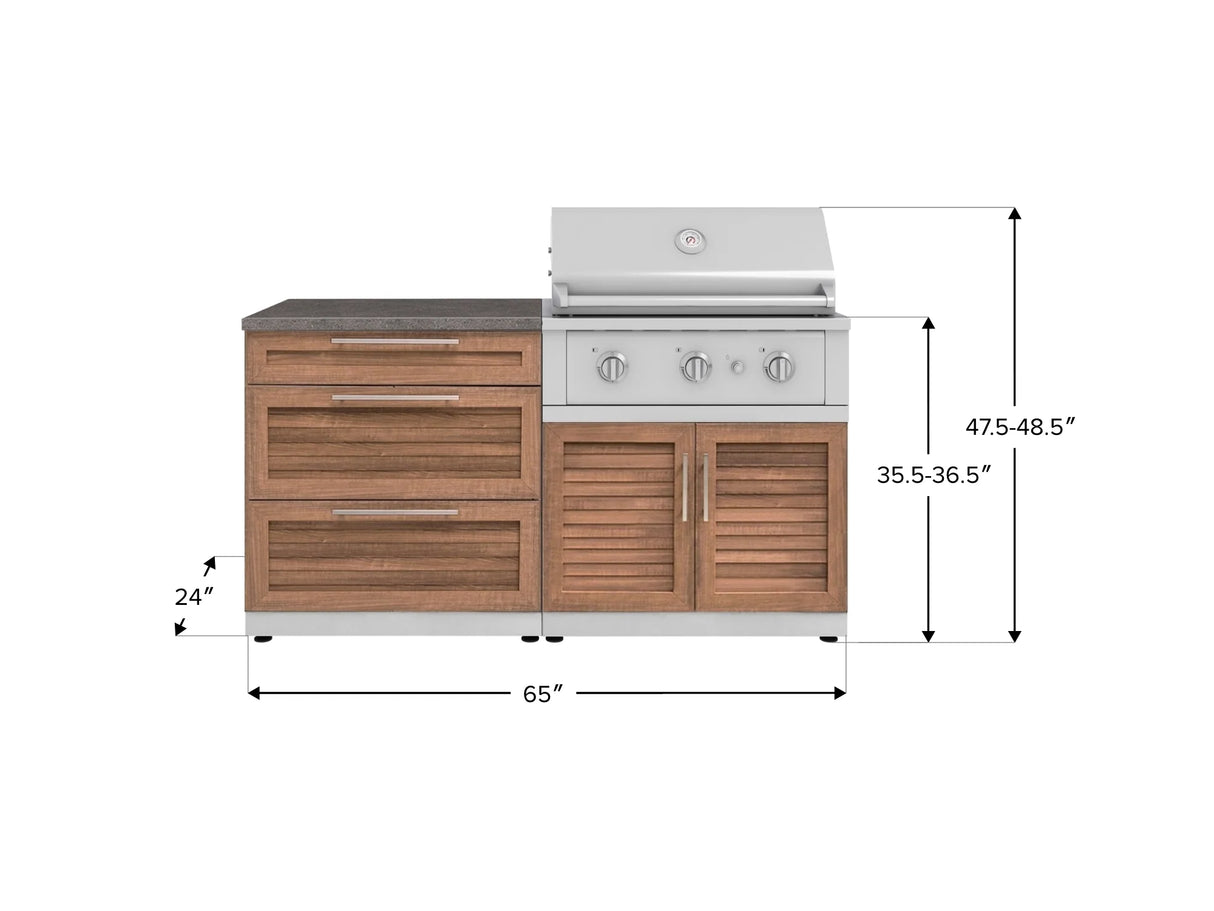 Outdoor Kitchen Stainless-Steel 4 Piece Cabinet Set with 3 Drawer, Grill Cabinet, Performance Grill, and Countertop