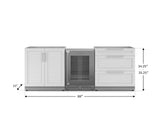 Outdoor Kitchen Stainless Steel 3 Piece Cabinet Set with 3-Drawer, 2-Door Cabinet and Fridge