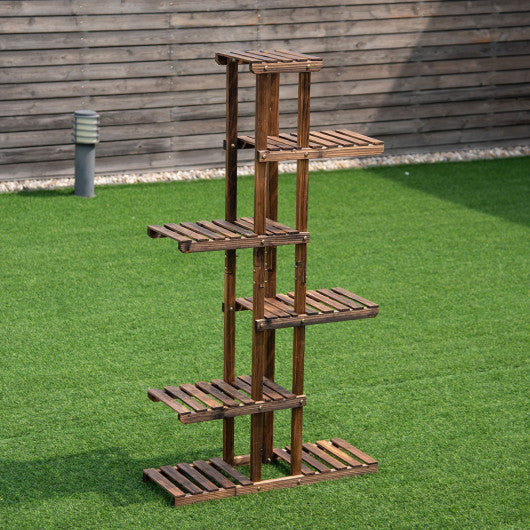 6 Tier Garden Wooden Shelf Storage Plant Rack Stand