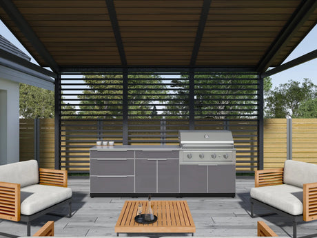 Outdoor Kitchen Aluminum 3 Piece Cabinet Set with Bar, Grill and Sink Cabinet