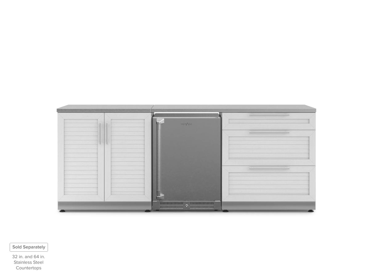 Outdoor Kitchen Stainless Steel 3 Piece Cabinet Set with 3-Drawer, 2-Door Cabinet and Fridge