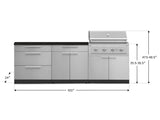 Outdoor Kitchen Stainless-Steel 5 Piece Cabinet Set with 3-Drawer, Bar, Grill Cabinet, Performance Grill and Countertop