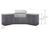 Outdoor Kitchen Aluminum 7 Piece Cabinet Set with 2 Door, Bar, Corner, Grill Cabinet, Platinum Grill, and Countertops