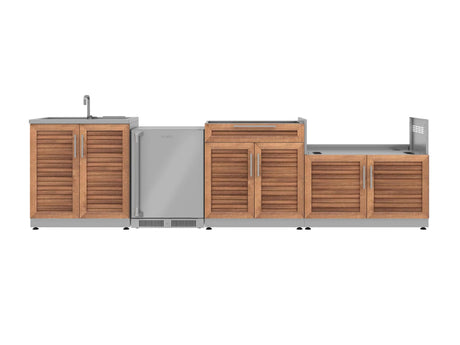 Outdoor Kitchen Stainless Steel 4 Piece Cabinet Set with Sink, Bar, Grill Cabinet and Fridge