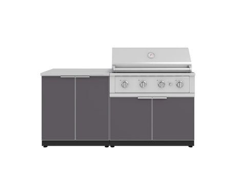 Outdoor Kitchen Aluminum 4 Piece Cabinet Set with 2 Door, Grill Cabinet, Performance Grill and Countertop