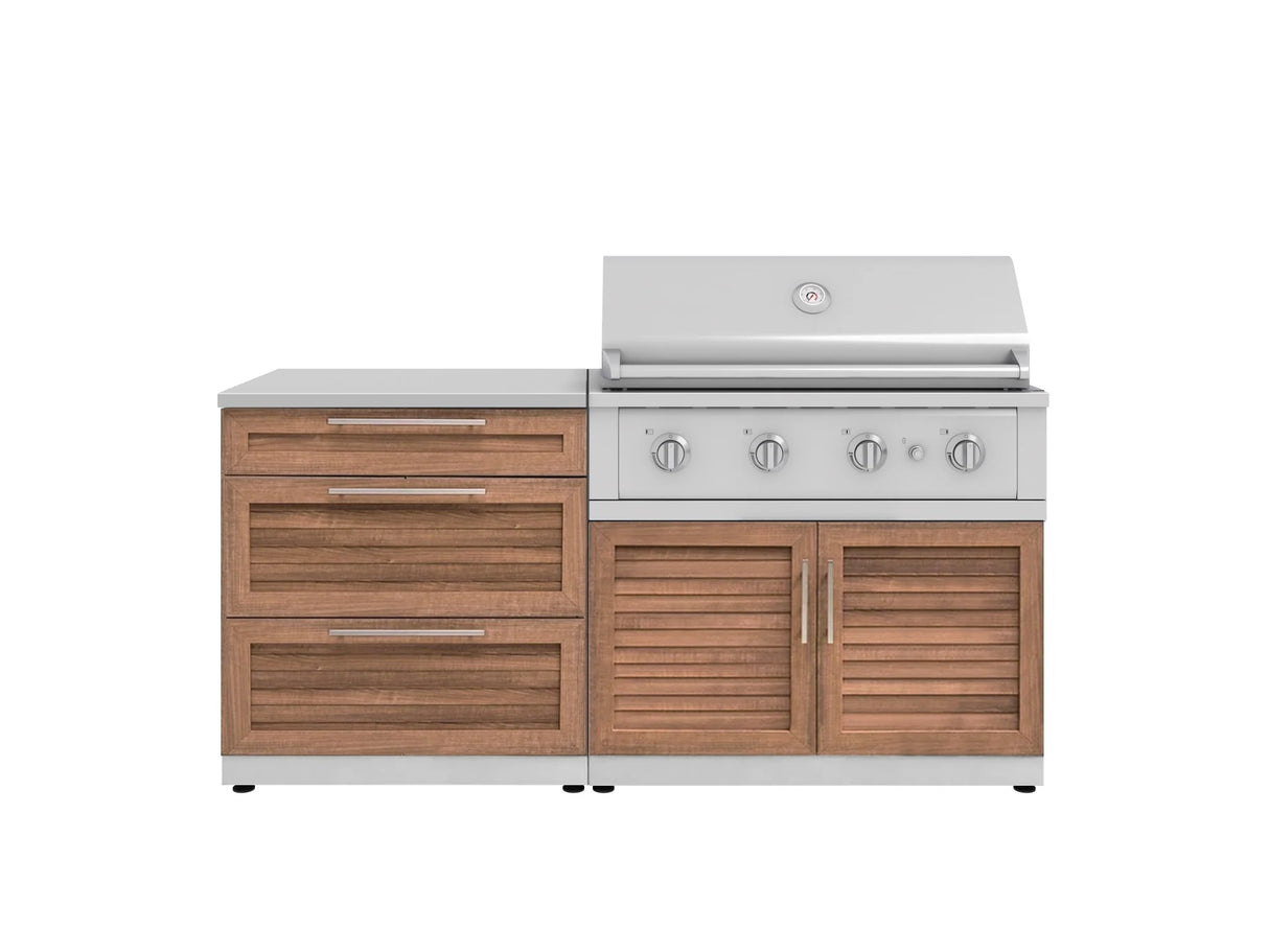 Outdoor Kitchen Stainless-Steel 4 Piece Cabinet Set with 3 Drawer, Grill Cabinet, Performance Grill, and Countertop