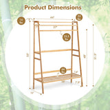Bamboo Clothing Rack with Storage Shelves-Natural
