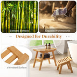 Bamboo Shower Seat Bench with Underneath Storage Shelf-Natural