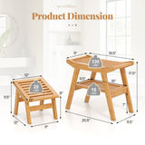 Bamboo Shower Seat Bench with Underneath Storage Shelf-Natural