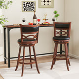 Bar Stools Set of 2 with Rubber Wood Frame and Faux Leather Upholstered Seat-29 Inch