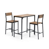 3 Pieces Bar Table Set with 2 Stools-Black